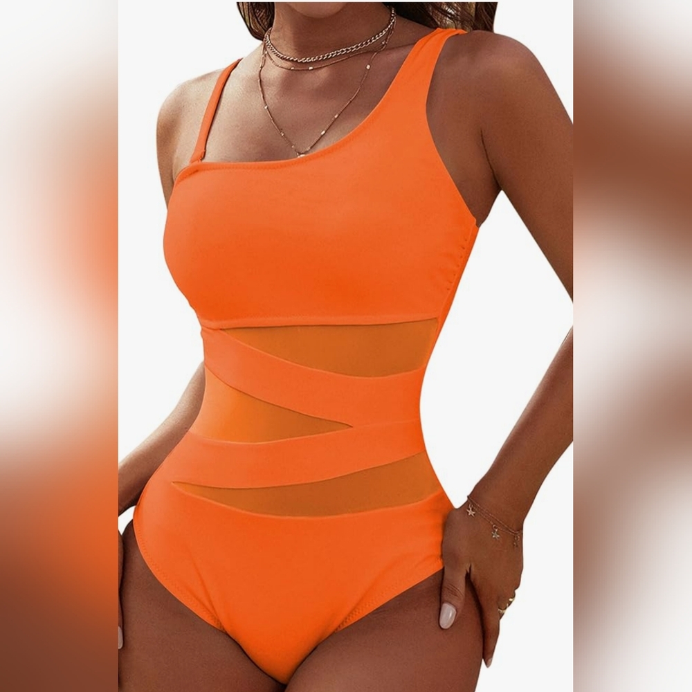 Vibrant Orange One-Piece Swimsuit